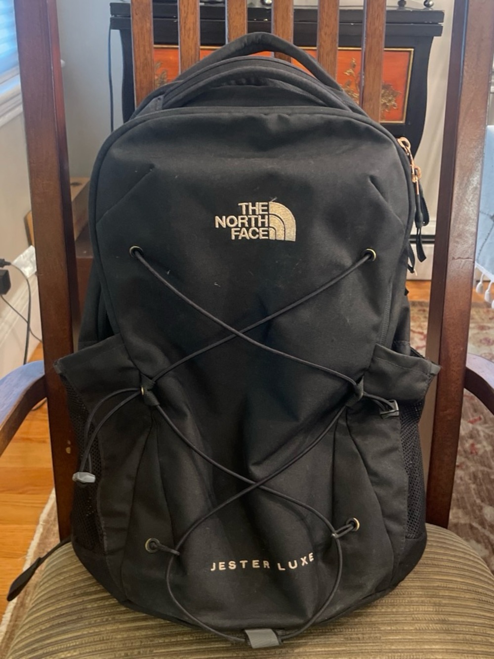 The North Face Jester Luxe Backpack - Black with Gold Logo